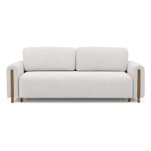 Canapea crem extensibilă/cu spațiu de depozitare cu tapițerie din țesătură bouclé 244 cm Arcadova – ELTAP