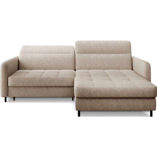 Colțar bej extensibil/cu spațiu de depozitare cu tapițerie din chenille (cu colț pe partea dreaptă/cu șezlong) Gomsi – ELTAP