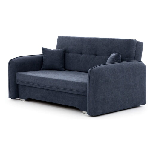 Canapea albastru-închis extensibilă/cu spațiu de depozitare cu tapițerie din chenille 155 cm Laine – ELTAP