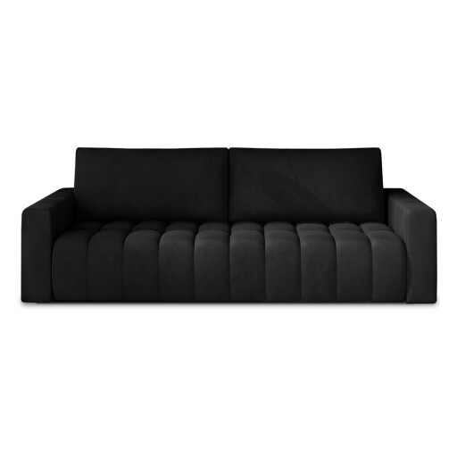 Canapea neagră extensibilă/cu spațiu de depozitare cu tapițerie din catifea 247 cm Lazaro – ELTAP