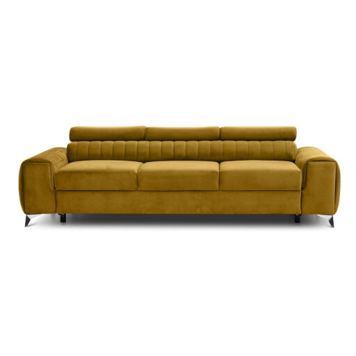 Canapea galben-muștar extensibilă cu tapițerie din catifea 261 cm Laurence – ELTAP