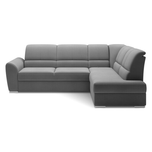 Colțar gri extensibil/cu spațiu de depozitare cu tapițerie din catifea (cu colț pe partea dreaptă/în formă de ”L”) Siber – ELTAP