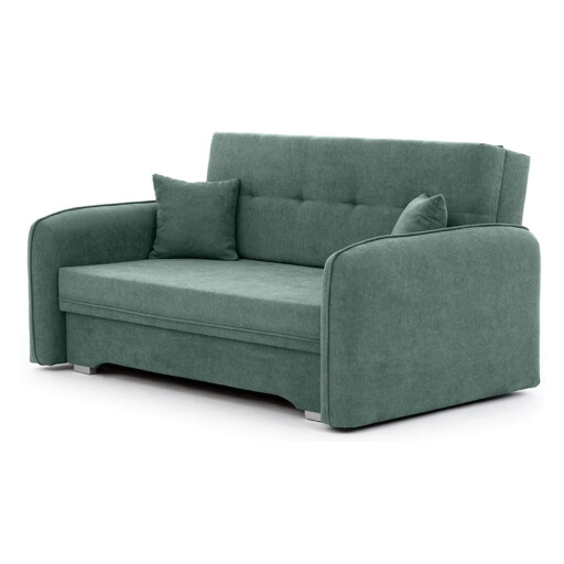 Canapea verde extensibilă/cu spațiu de depozitare cu tapițerie din chenille 155 cm Laine – ELTAP