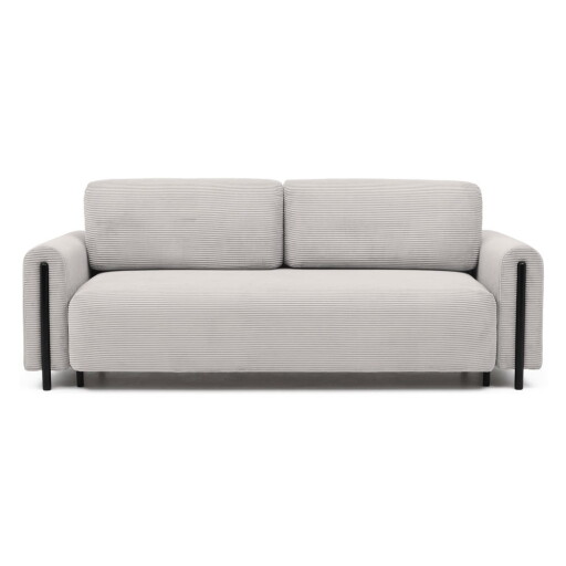 Canapea bej extensibilă/cu spațiu de depozitare cu tapițerie din catifea reiată 244 cm Arcadova – ELTAP