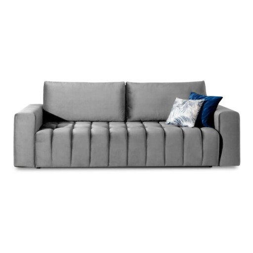 Canapea gri deschis extensibilă/cu spațiu de depozitare cu tapițerie din catifea 247 cm Lazaro – ELTAP