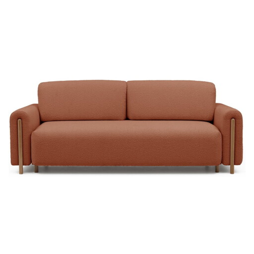 Canapea teracotă extensibilă/cu spațiu de depozitare cu tapițerie din țesătură bouclé 244 cm Arcadova – ELTAP