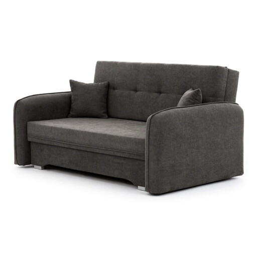 Canapea gri închis extensibilă/cu spațiu de depozitare cu tapițerie din chenille 155 cm Laine – ELTAP