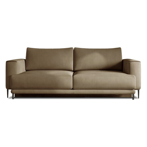 Canapea maro deschis extensibilă/cu spațiu de depozitare cu tapițerie din catifea 260 cm Dalia – ELTAP