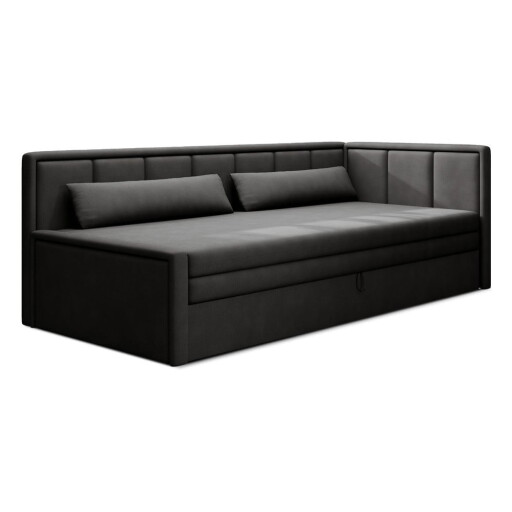 Canapea gri închis extensibilă/cu spațiu de depozitare cu tapițerie din chenille 214 cm Fulgeo – ELTAP