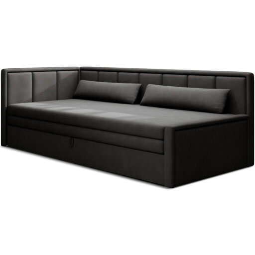 Canapea gri închis extensibilă/cu spațiu de depozitare cu tapițerie din chenille 214 cm Fulgeo – ELTAP