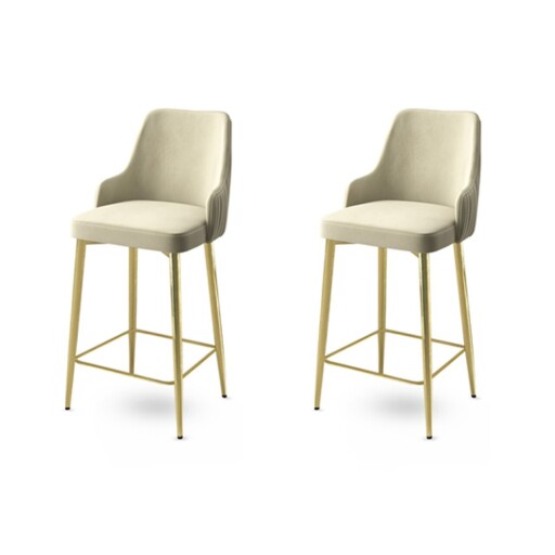 Set scaun de bar (2 bucăți), Hanah Home, Enox, Crem / Aur