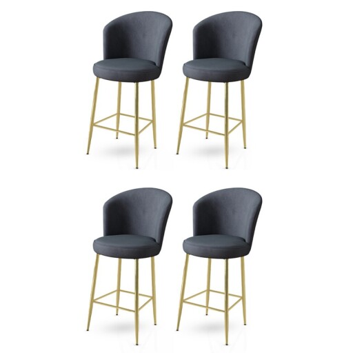 Set scaune  de bar 4 piese, Hanah Home, Alte, Antracit / Aur