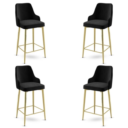 Set scaune  de bar 4 piese, Hanah Home, Enox, Negru