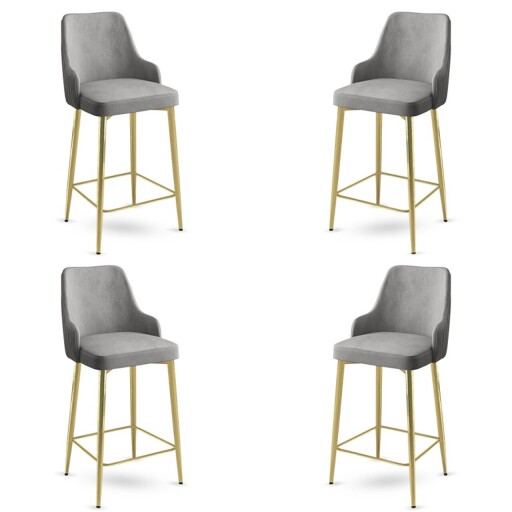 Set scaune  de bar 4 piese, Hanah Home, Enox, Gri / Auriu