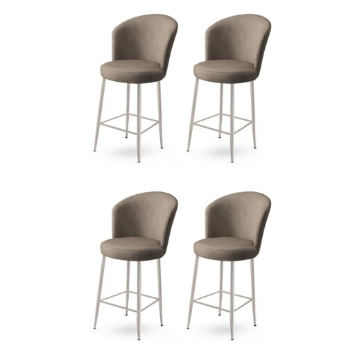 Set scaune  de bar 4 piese, Hanah Home, Fora, Cappuccino / Chrome