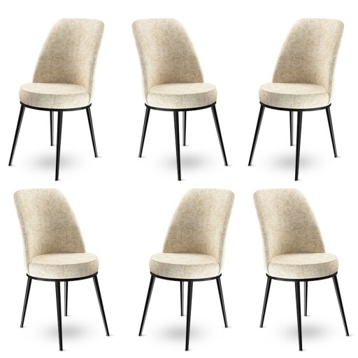 Set scaune 6 piese, Hanah Home, Dexa, Crem/Negru