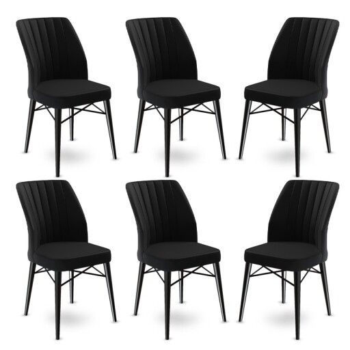 Set scaune 6 piese, Hanah Home, Flex, Negru