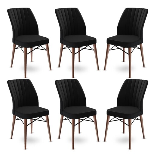 Set scaune 6 piese, Hanah Home, Flex, Negru/Maro