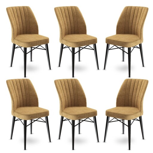 Set scaune 6 piese, Hanah Home, Flex, Cappuccino / Negru