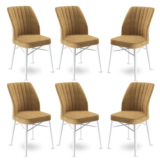 Set scaune 6 piese, Hanah Home, Flex, Cappuccino / Alb