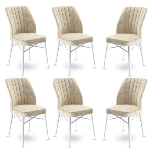 Set scaune 6 piese, Hanah Home, Flex, Crem/Alb
