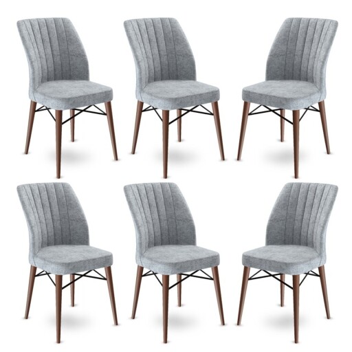 Set scaune 6 piese, Hanah Home, Flex, Gri/Maro