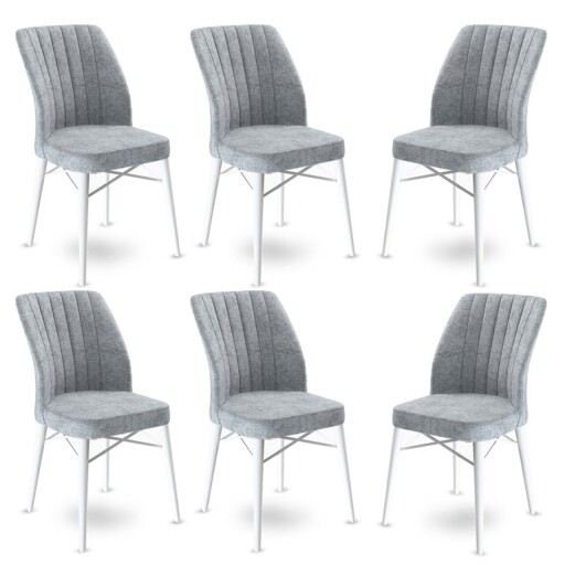 Set scaune 6 piese, Hanah Home, Flex, Gri/Alb