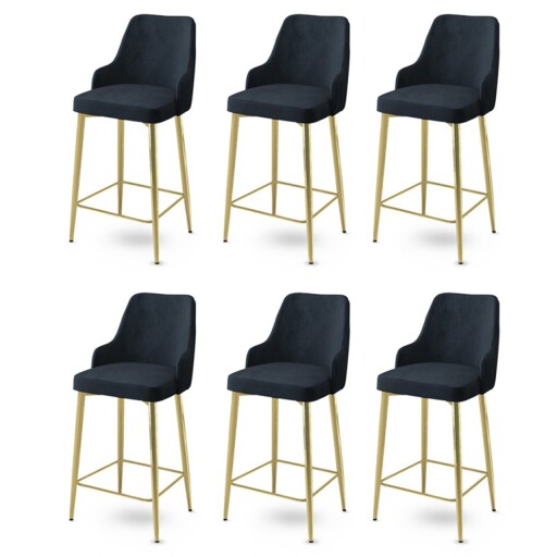 Set scaune de bar 6 piese, Hanah Home, Enox, Antracit / Aur