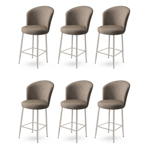 Set scaune de bar 6 piese, Hanah Home, Fora, Cappuccino / Chrome