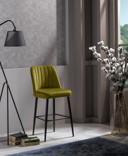 Set scaune  de bar 4 piese, Hanah Home, Vento, Galben/Negru