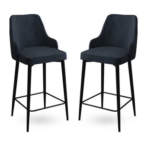 Set scaun de bar (2 bucăți), Hanah Home, Enox, Antracit / Negru