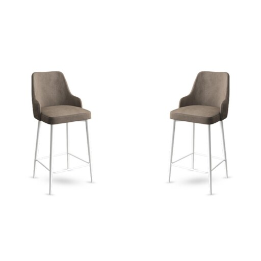 Set scaun de bar (2 bucăți), Hanah Home, Enox, Cappuccino / Alb