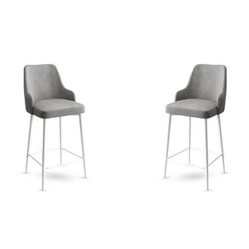 Set scaun de bar (2 bucăți), Hanah Home, Enox, Gri/Alb