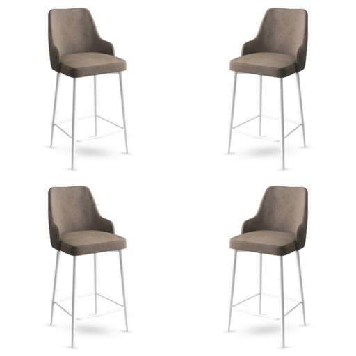 Set scaune  de bar 4 piese, Hanah Home, Enox, Cappuccino / Alb