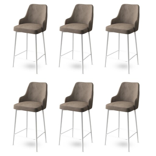 Set scaune de bar 6 piese, Hanah Home, Enox, Cappuccino / Alb