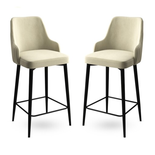 Set scaun de bar (2 bucăți), Hanah Home, Enox, Crem/Negru