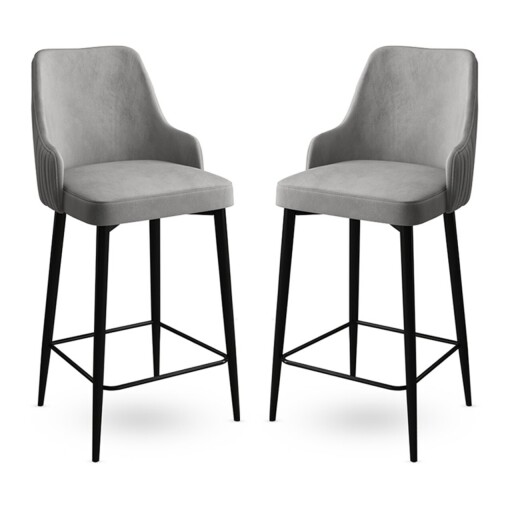 Set scaun de bar (2 bucăți), Hanah Home, Enox, Gri/Negru