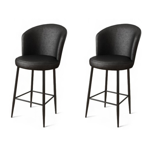 Set scaun de bar (2 bucăți), Hanah Home, Uras, Negru