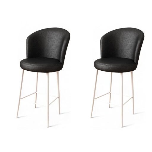 Set scaun de bar (2 bucăți), Hanah Home, Uras, Alb/Negru