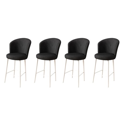 Set scaune  de bar 4 piese, Hanah Home, Alte, Alb/Negru