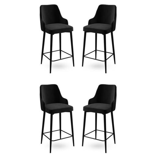 Set scaune  de bar 4 piese, Hanah Home, Enox, Negru