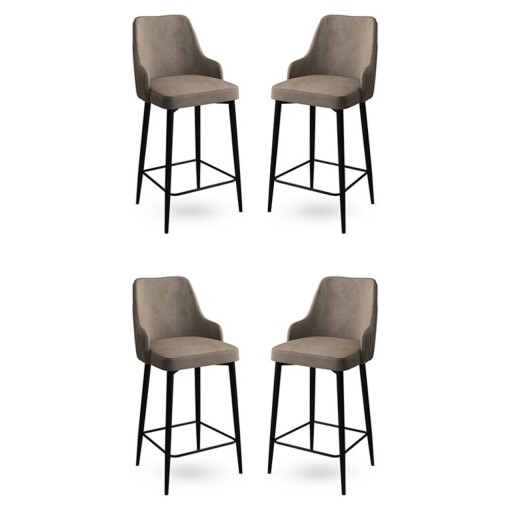 Set scaune  de bar 4 piese, Hanah Home, Enox, Cappuccino / Negru