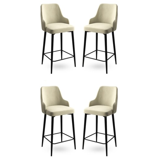 Set scaune  de bar 4 piese, Hanah Home, Enox, Crem/Negru
