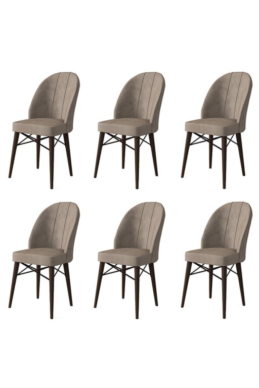 Set scaune 6 piese, Hanah Home, Ritim, Cappuccino/Maro