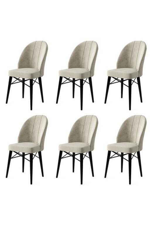 Set scaune 6 piese, Hanah Home, Ritim, Crem/Negru