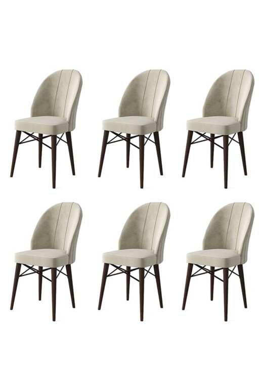 Set scaune 6 piese, Hanah Home, Ritim, Crem/Maro