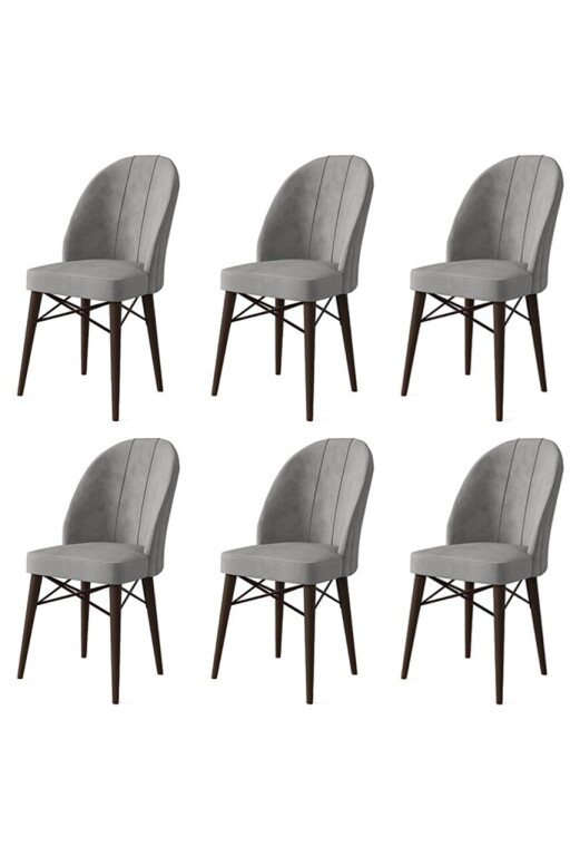 Set scaune 6 piese, Hanah Home, Ritim, Gri/Maro