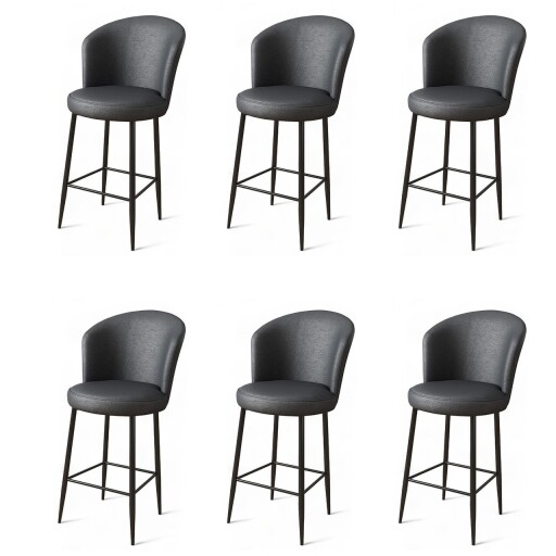 Set scaune de bar 6 piese, Hanah Home, Uras, Antracit / Negru