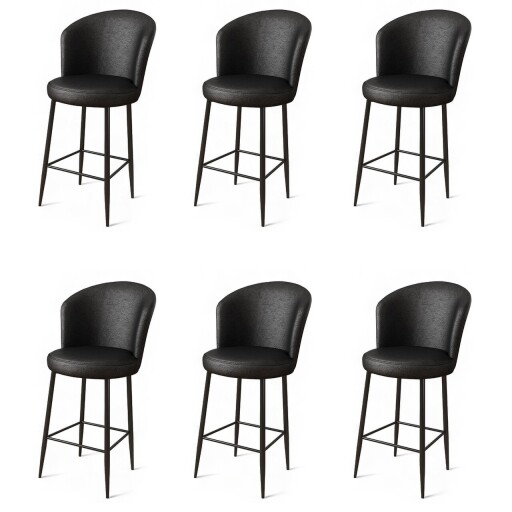 Set scaune de bar 6 piese, Hanah Home, Uras, Negru