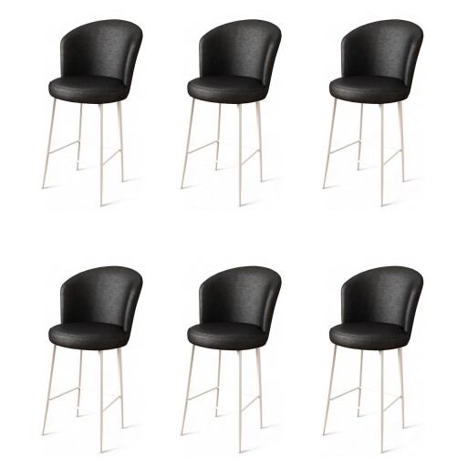 Set scaune de bar 6 piese, Hanah Home, Uras, Alb/Negru